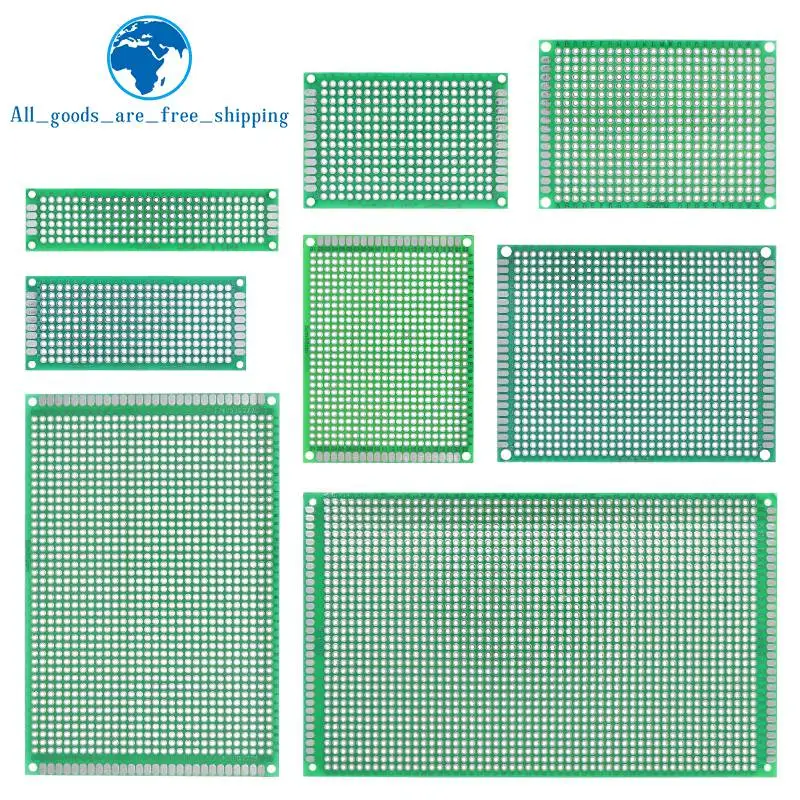 TZT 2x8 3x7 4x6 5x7 6x8 7x9 8x12 9x15 cm Double Side Prototype Diy Universal Circuit  Board Protoboard For Arduino