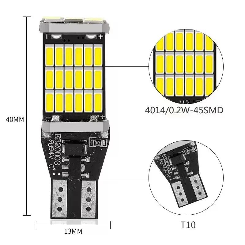 Auto LED Richtingaanwijzers T15 W16W 921 912 T16 T10 Led-lampen High Power 45 SMD 4014 Vervangen voor Auto Achteruitrijlicht Wit