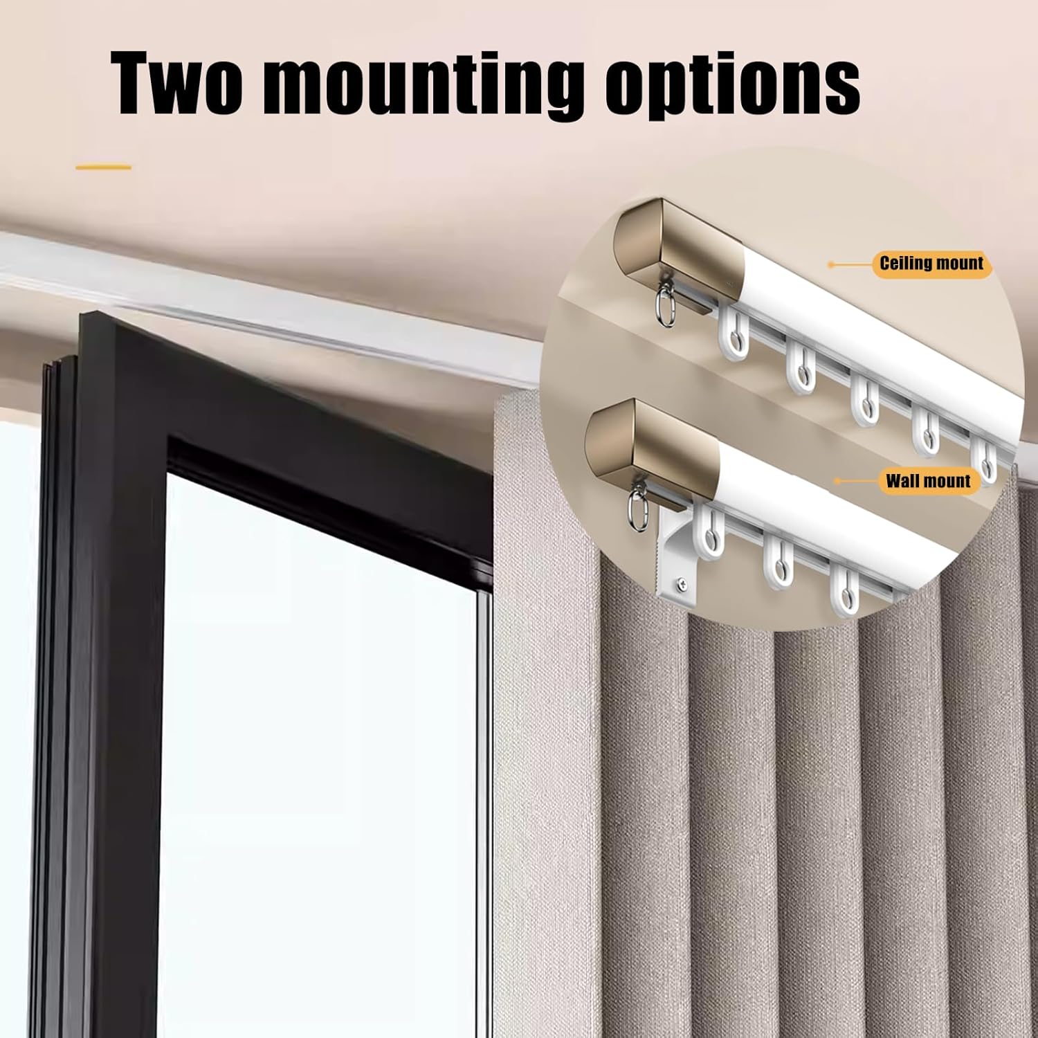 & Cortina de pared TracksSent Barras de cortina de aleación de aluminio para sala de estar y dormitorio, divisor de 1,50 m,