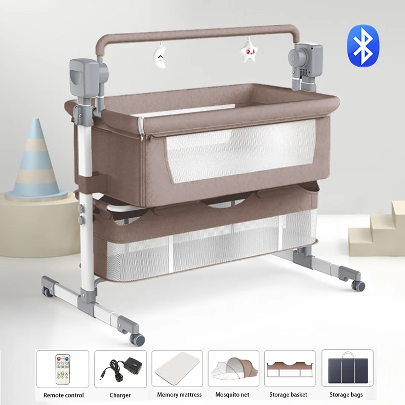 Cama de bebê elétrica berço para berço de bebê recém-nascido berço móvel cama de balanço elevada berço portátil com mosquiteiro