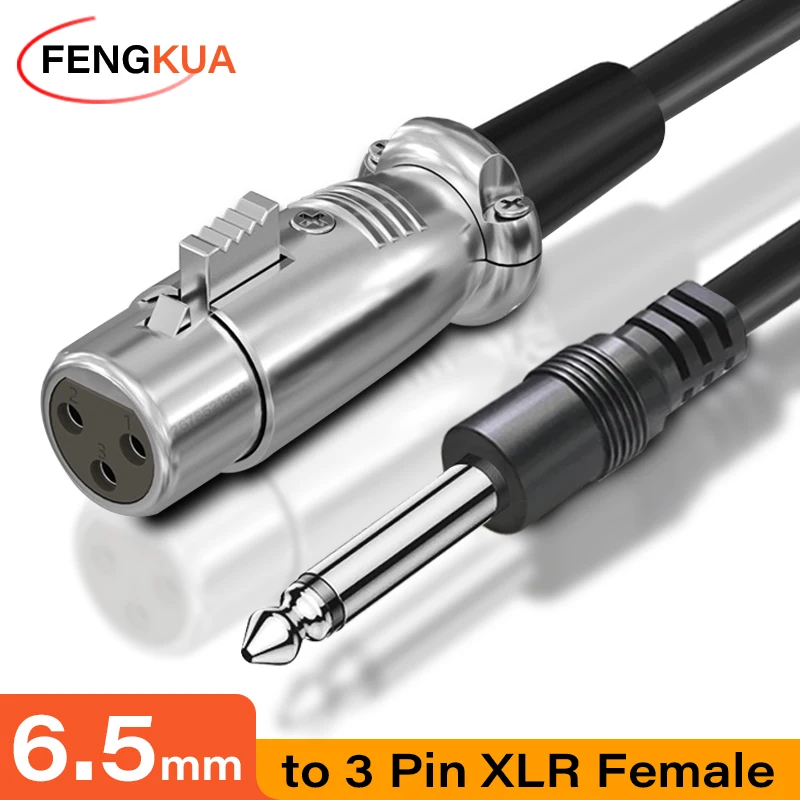 Cable de Audio XLR a 6,5mm, micrófono, Cable de Audio analógico equilibrado para Audio, PC, amplificador mezclador de teléfono, XLR hembra a AUX, conector de 6,35mm