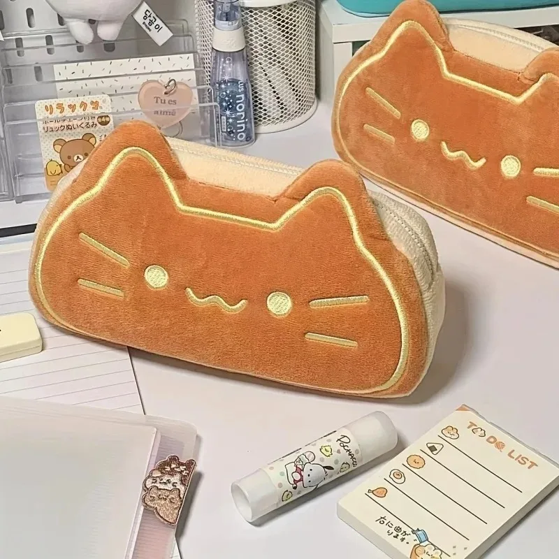 Bolso de mano para estudiante de gato estilo Ins, bonito estuche para lápices de alto valor, papelería, almacenamiento de gran capacidad, bolso pericarp para chica
