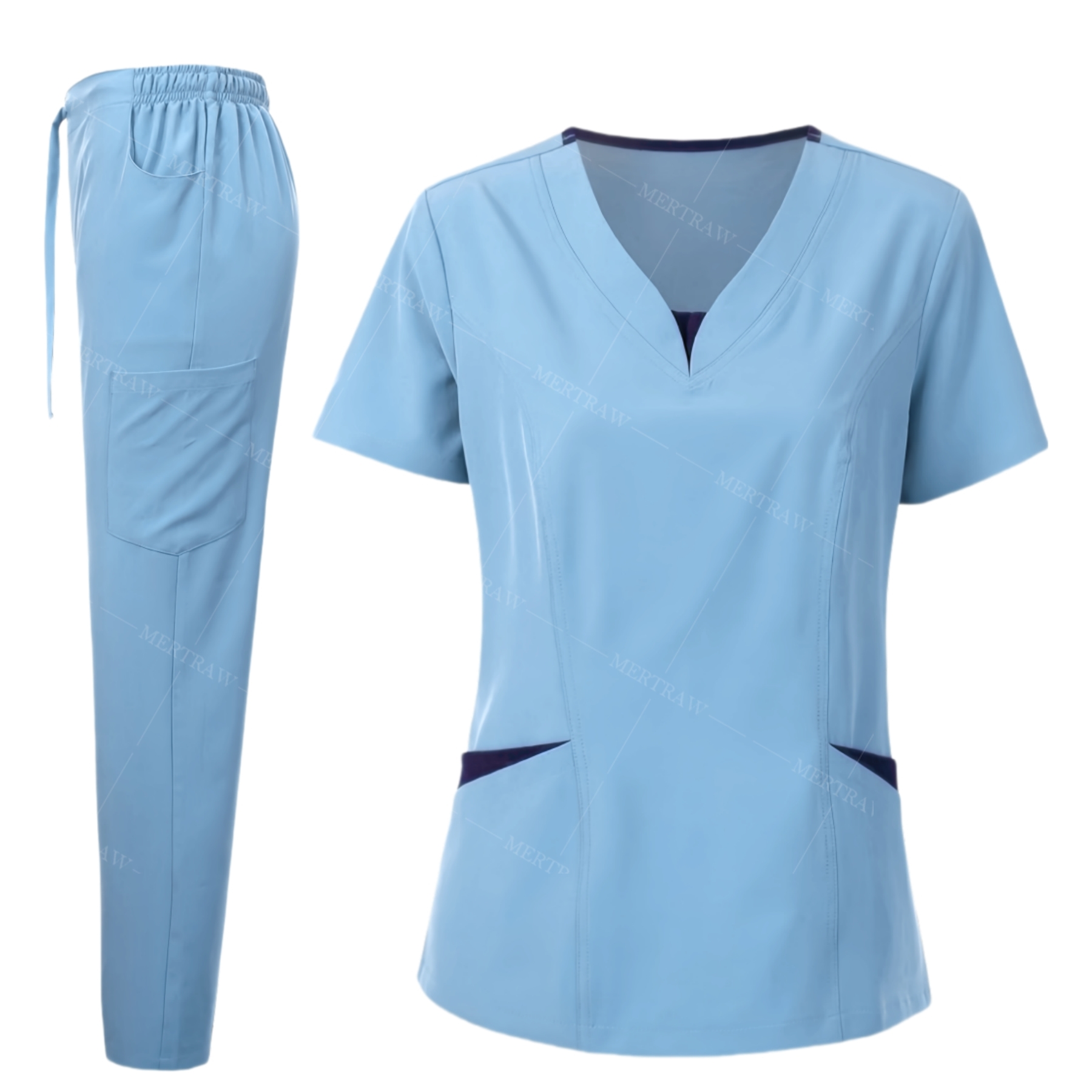 Conjunto esfrega para mulheres blusas de enfermeira na moda com decote em v plus size blusa de enfermagem linda cor sólida workwear esfrega topos e calças