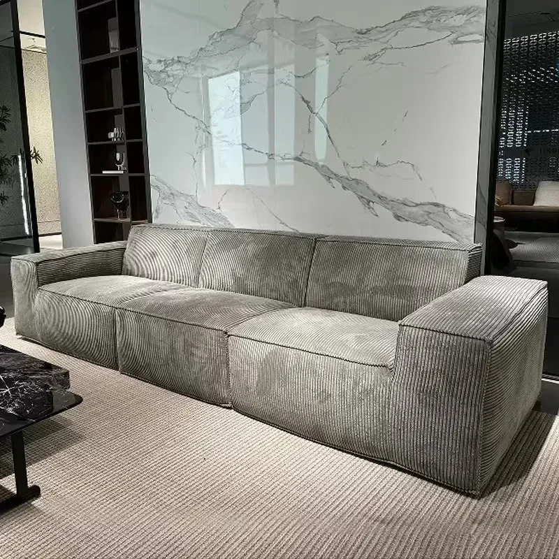 Compressed Sofa Fabric Vacuum Corduroy Tofu Block Sofa Combination Full Sponge Shaped Straight Sofa High Resilience Sponge