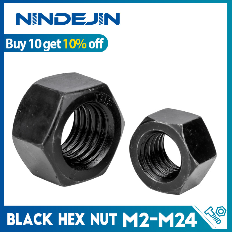 Màu Đen Hình Lục Giác Hex Nuts M2 M2.5 M3 M4 M5 M6 M8 M10 M12 M14 M16 M18 M20 M22 M24 M27 carbon Thép Metric Hex Nuts