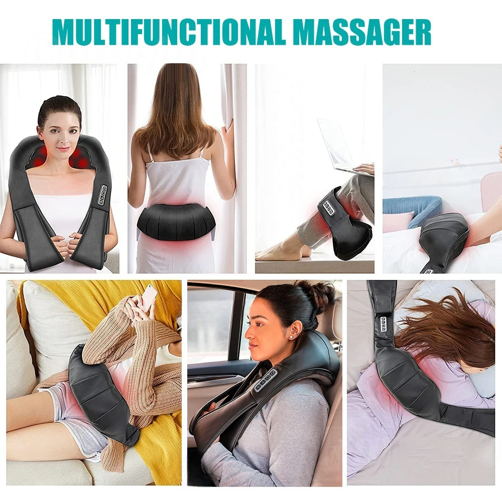 Shiatsu nek- en schoudermassager Verwarmde rugmassager U-vorm Diep kneden Elektrisch massagekussen voor nek Taille Beenlichaam