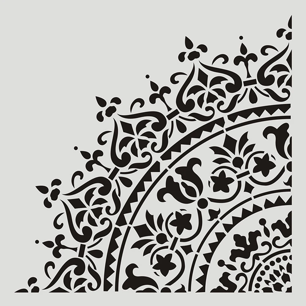 7นิ้ว1Pc 4ชิ้น/เซ็ต DIY Mandala แม่พิมพ์1/4ล้อวงกลมผนังสำหรับภาพวาดลายนูนกระดาษการ์ด Hollowed-Out ทำงานตกแต่ง