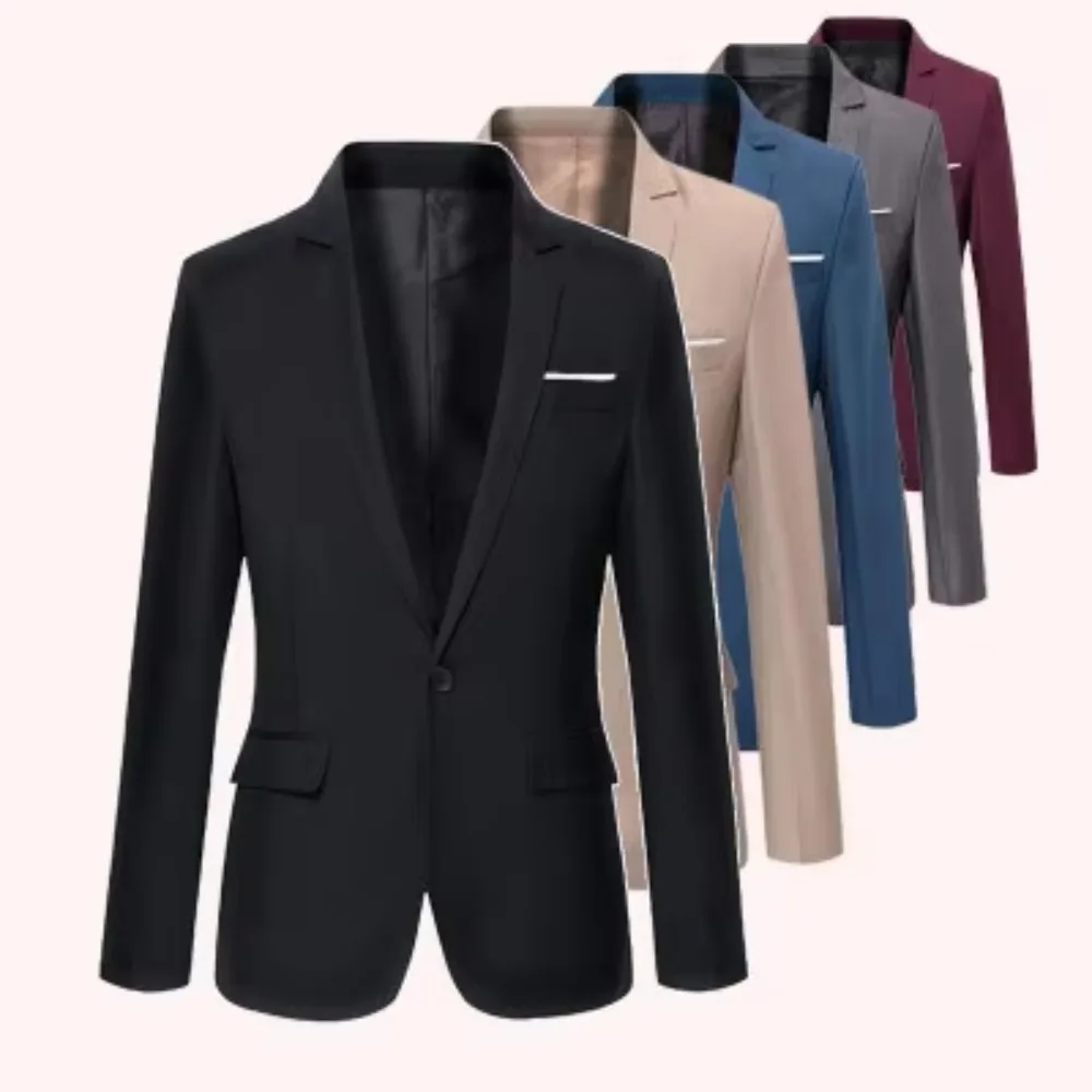 Marynarka męska Kardigan z jednym guzikiem Pełny rękaw Slim Fit Kołnierzyk Top Marynarka Solidna Smart Casual Odzież wierzchnia Wiosna 2025
