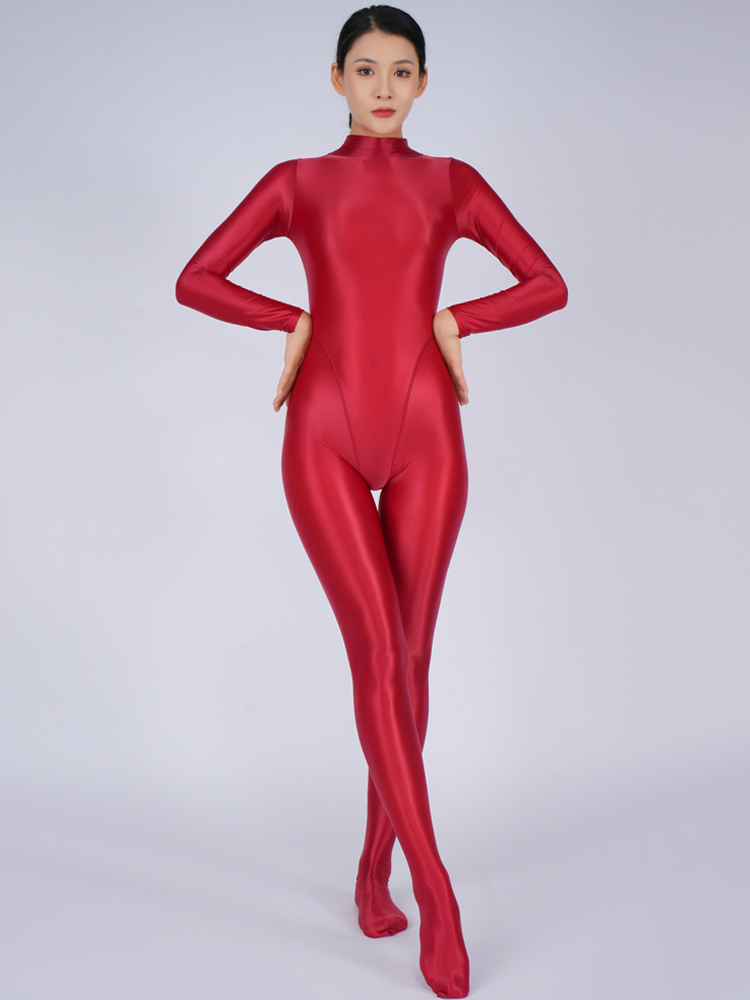 Seksowne kobiety joga Shaper obcisłe ubrania olejne błyszczące błyszczące elastyczne body przezroczyste przepuszczalne pajacyki kombinezony cukierkowy kolor