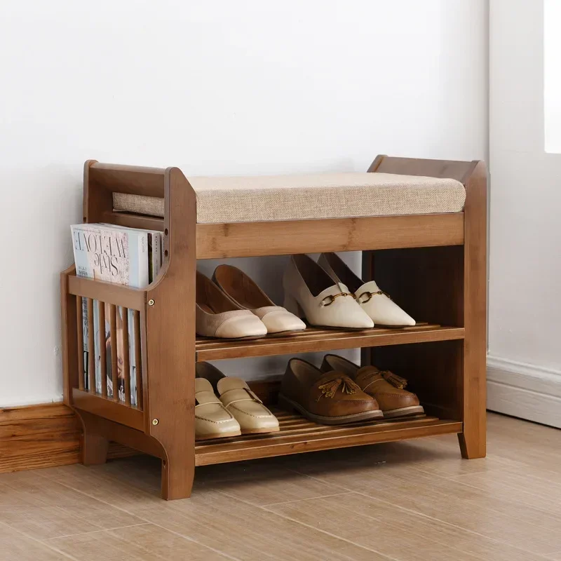 Sapato Armazenamento Rack Banco com Dupla Camada Almofada, Shoe Organizer, Corredor Móveis, Fezes, Assento, Sala de estar, Entrada