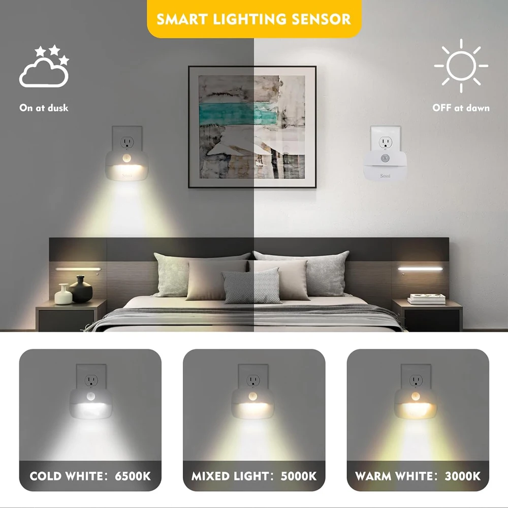 Luce notturna a LED Spina europea con sensore di movimento intelligente Lampada da parete 220V per corridoio domestico WC Corridoio Scala Cucina Camera da letto Lampada da notte