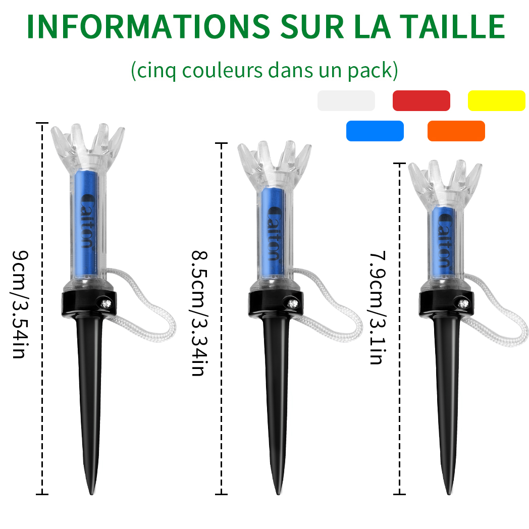 Caiton 5 pièces ensemble de t-shirts de golf en plastique magnétique, 360 °   Bounce, 3 tailles – Accessoires de golf haut de gamme pour améliorer la précision et les performances