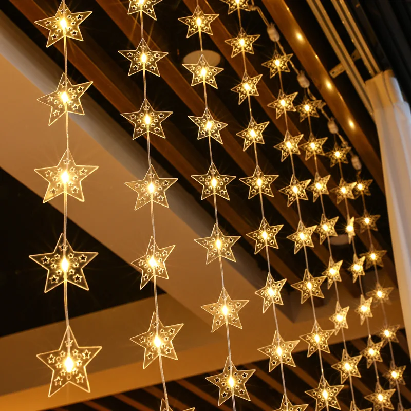 3m Schneeflocke Stern Weihnachten führte Vorhang Lichterkette USB Fernbedienung Fenster Girlande Lampe Weihnachten Home Dekoration Navidad
