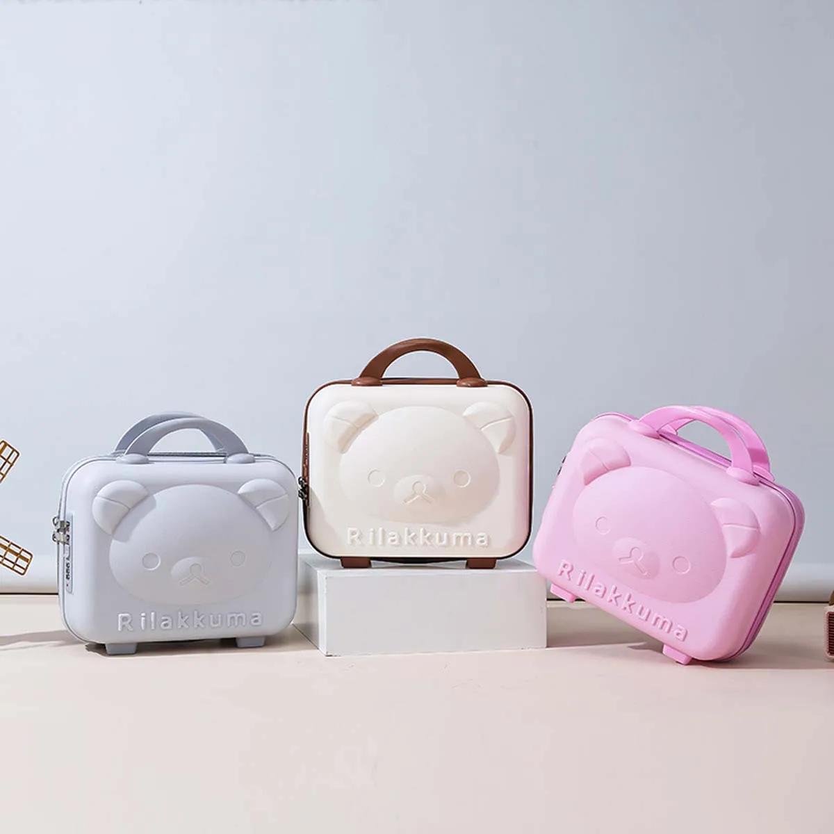 Bota Urso Maquiagem Case com Bolsa de Transporte, Mini Mala, Caixa de Código Portátil, Armazenamento Doméstico, Laptop Toolbox, Desenhos Animados, 14"