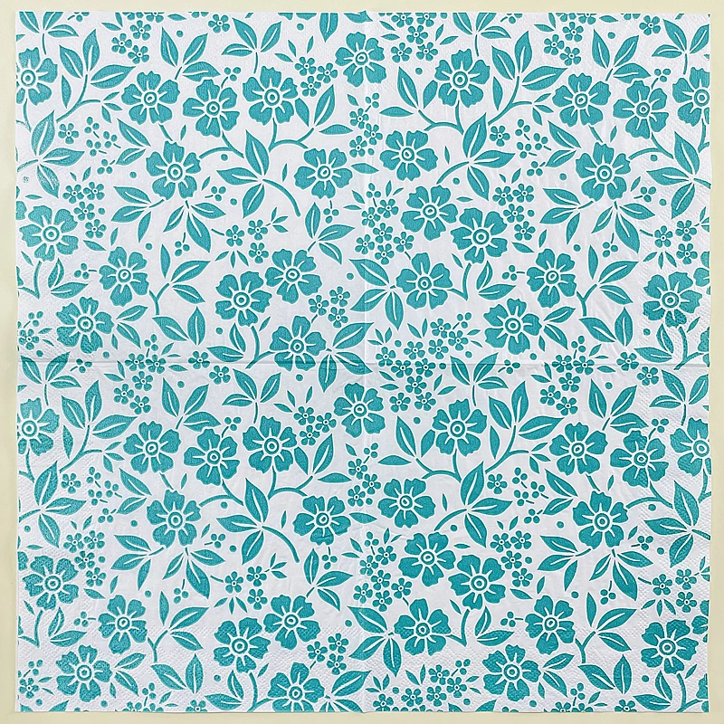 10/20pcs/Pac Printed Napkins Restaurant Desktop Table Setting Paper Placemats Green Fresh Flower Pattern Coloured Paper Napkins
