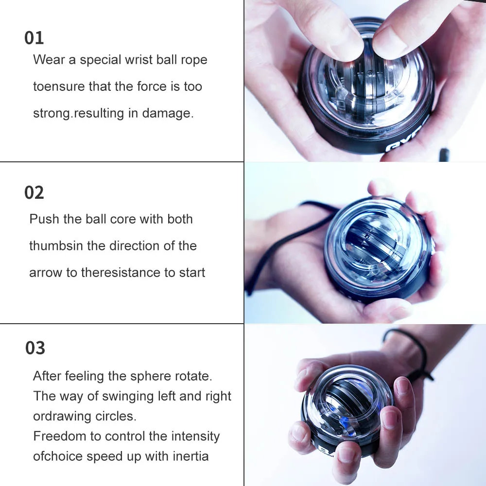 Nuovo LED Gyroscopic Powerball Auto Start Range Gyro Power Wrist Ball con contatore Arm Hand Muscle Force Trainer attrezzature per il Fitness