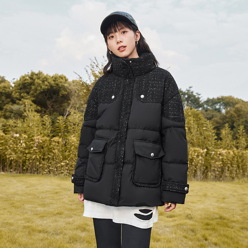 Semir Daunen jacke Frauen verlieren Stehkragen kleinen duftenden Stil elegantes Spleißen 2023 Winter neue reife modische dicke Coa