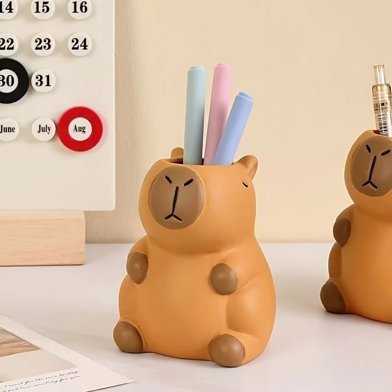 Cute Capybara Pen Holder Makeup Brush Organizer Perfect for Office Desk Decor and Creative Storage Solution Pen Holder for Des