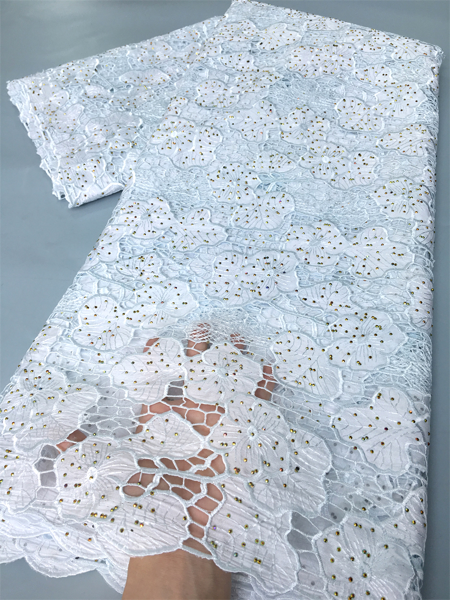 女性のためのアフリカのナイジェリアのレース生地,スイスの綿,刺繍レース,高品質,スイス,イブニングドレス,2.5ヤード,4022