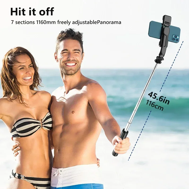 Faltbarer Selfie Stick Doule LED Fülllicht mit kabelloser Bluetooth-Fernbedienung Desktop-Stativständer für iOS Android Smartphone-Halter