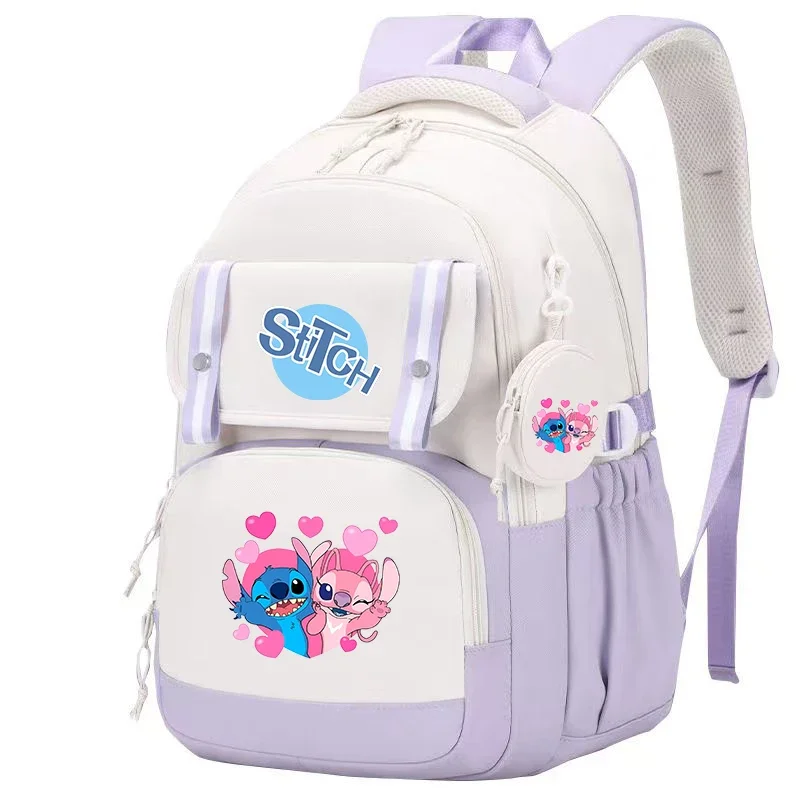 Stitch Large Capacity Backpack, Multiple Pocket Preppy Schoolbag, Cartoon Anime Daypack, Travel Commute Knapsack With Coin Purse