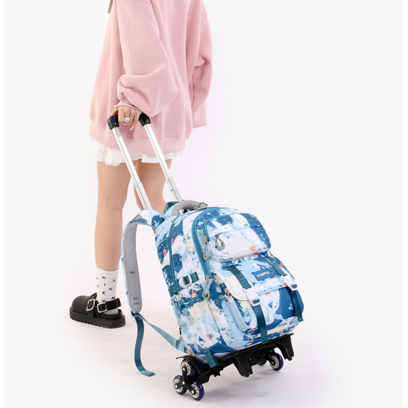 Rolando sacos de escola para meninas mochila crianças mochilas escolares à prova dwaterproof água com rodas do ensino médio trole bagagem volta pacote