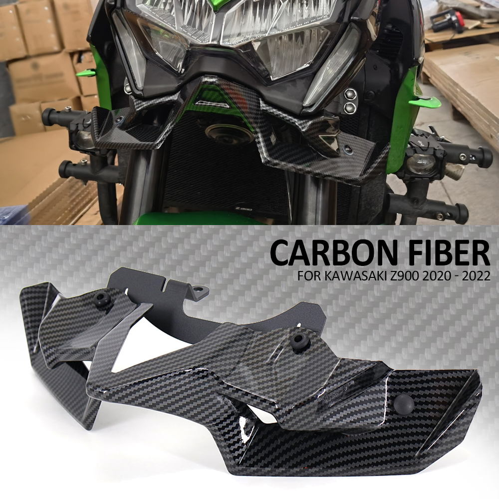 Koolstofvezel Motorfiets Z900 Naakte Voorspoiler Winglet Aerodynamische Vleugel Kit Spoiler Nieuw Voor Kawasaki Z900 2020 2021 2022