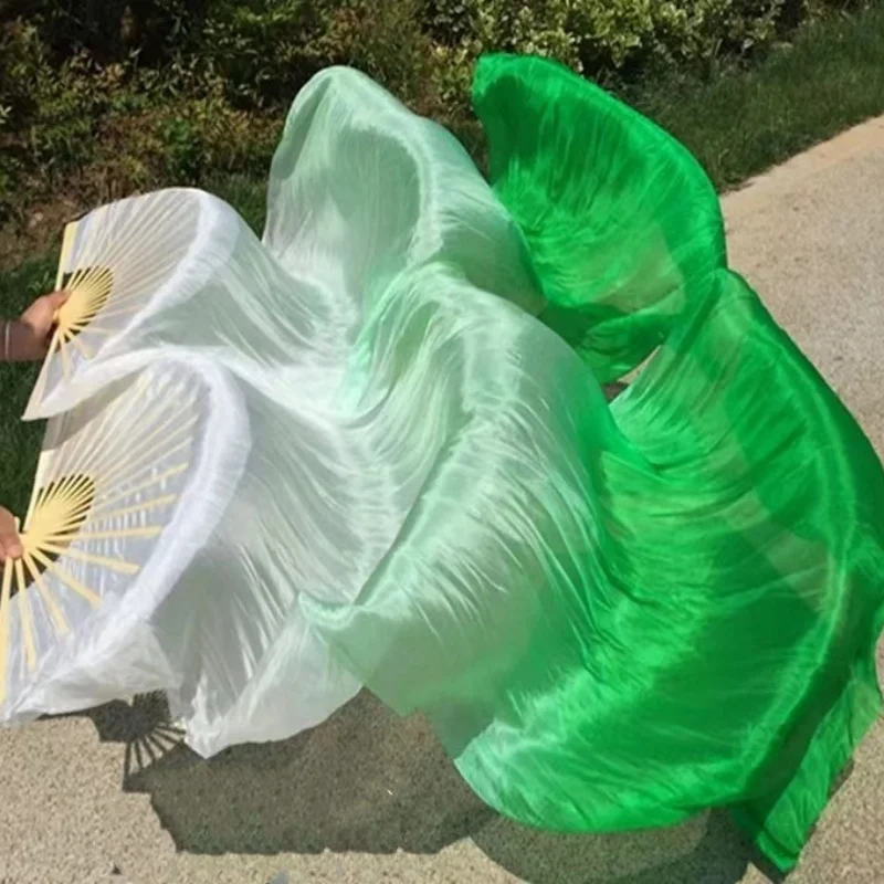 Belly Dance Gradient 180 ซม.ยาวพัดลมเลียนแบบผ้าไหมสียาว Dancer Props STAGE Performance PARTY อุปกรณ์เสริมสําหรับผู้หญิง
