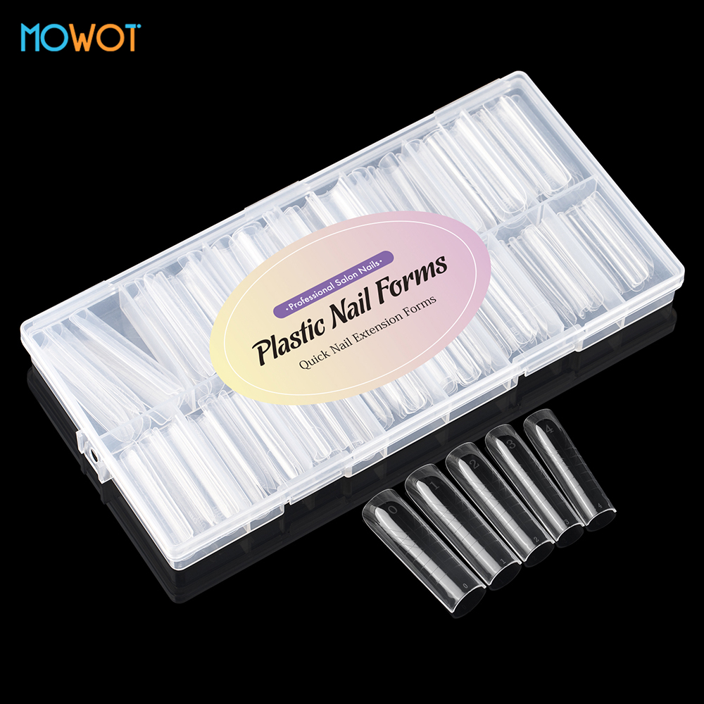MOWOT New Square Dual Nail Form Extension False Nail Tips Quick Building Gel Molds Full Cover Large Size Acrylic Nail Top Forms
