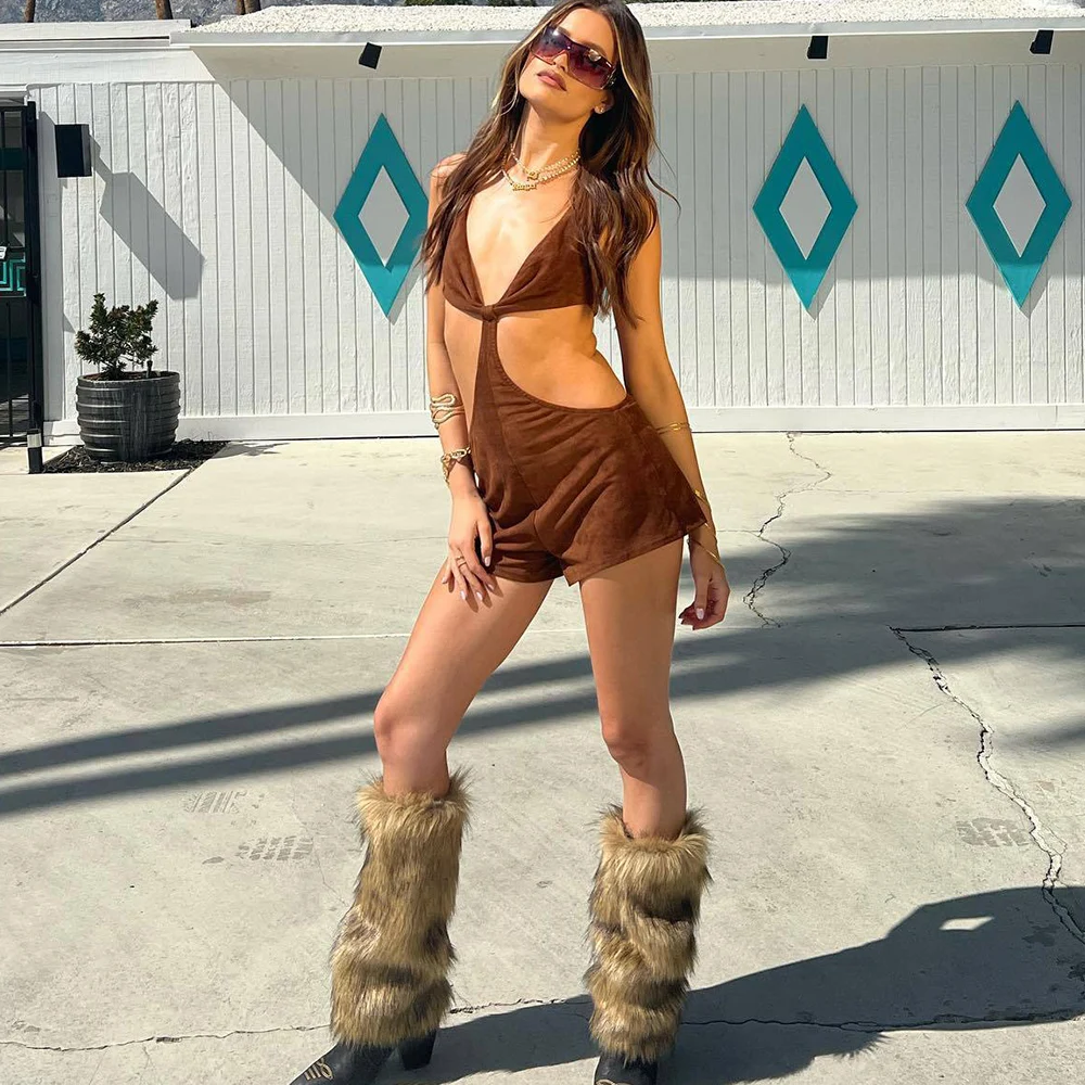 Vintage Faux Fur ขาอุ่น Furry รองเท้าฝาครอบถุงเท้าฤดูหนาวหนาถุงเท้า Plush สาวร้อน Jk Punk Hiphop คอสเพลย์อุปกรณ์เสริม