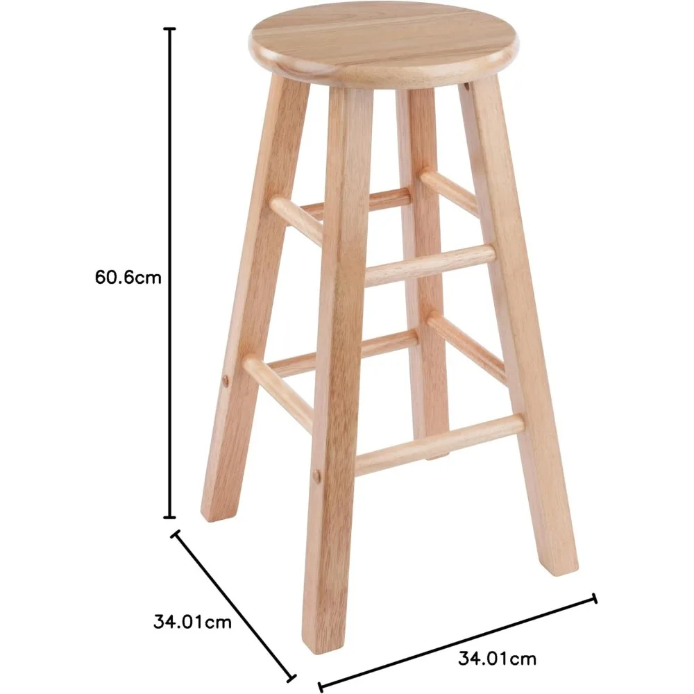 Element 2-Piece 24In Counter Stool Set, Natural Finish, Solid Wood, Modern Design
