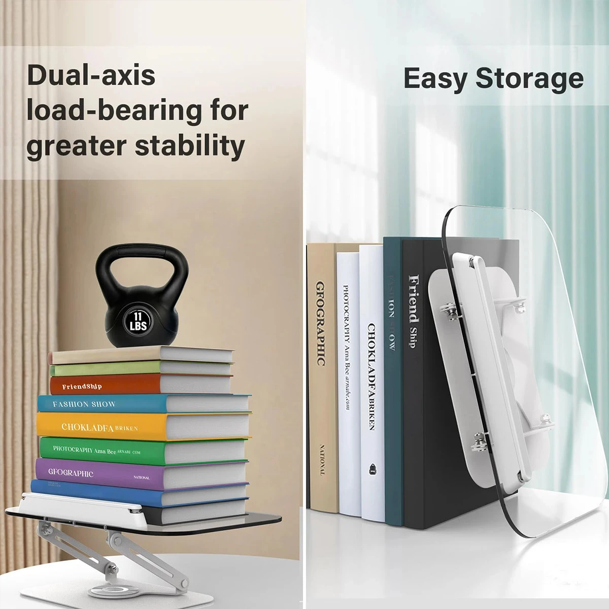 Soporte de lectura multifonction, extensible et réglable, acero al carbono, adecuado pour lire, téléphones mobiles, ordenadores po