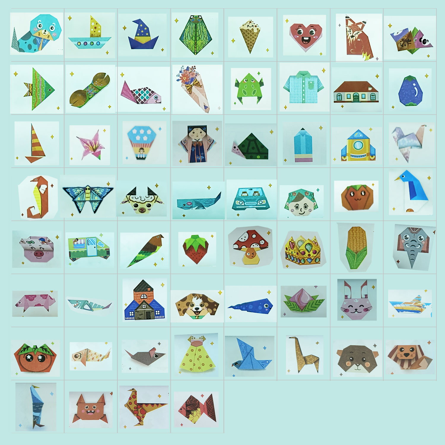 Origami-Set für Kinder, 60 Projekte, doppelseitiges Origami-Buch, 4 Stufen, Übungspapiere, instructionsfähiges Origami-Papier, Geschenk für über 4 Mädchen