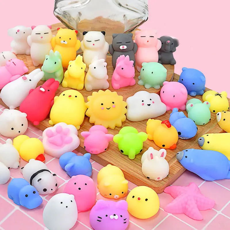 50-5PCS Kawaii Squishies Mochi Anima Squishy ของเล่นเด็ก Antistress Ball Squeeze Party Favors ความเครียดบรรเทาของเล่นวันเกิด