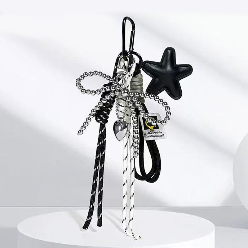Trendy Bag Hanging Charm Bowknot Star Key Ring Versatile Keychain Pendant Exquisite Backpack Decoration Accessories Gifts