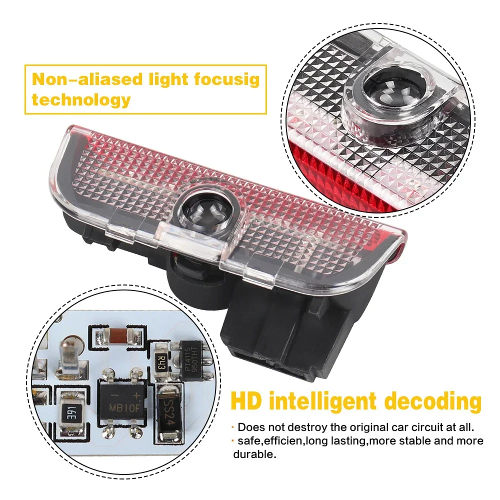 4X LED Car Door Logo Projector Light Accessories for VW R Golf 5 6 7 GTI GTD GTE Touareg CC Passat B6 B7 B8 B9 C6 C7 C8 Tiguan