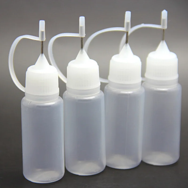 5pcs 5ml 10ml 20ml 50ml PE Plastic Squeezable Tip Applicator Bottle Refillable Dropper With Needle Tip Caps For Glue