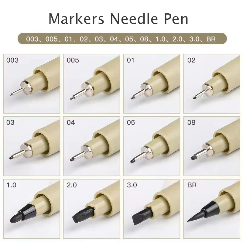 Pigment Liner ไมครอนปากกา MARKER ชุด Hook Line เข็มปากกา Art Manga Outlining ปากกาสําหรับ Sketch แปรงนุ่มเครื่องเขียนอุปกรณ์ศิลปะ