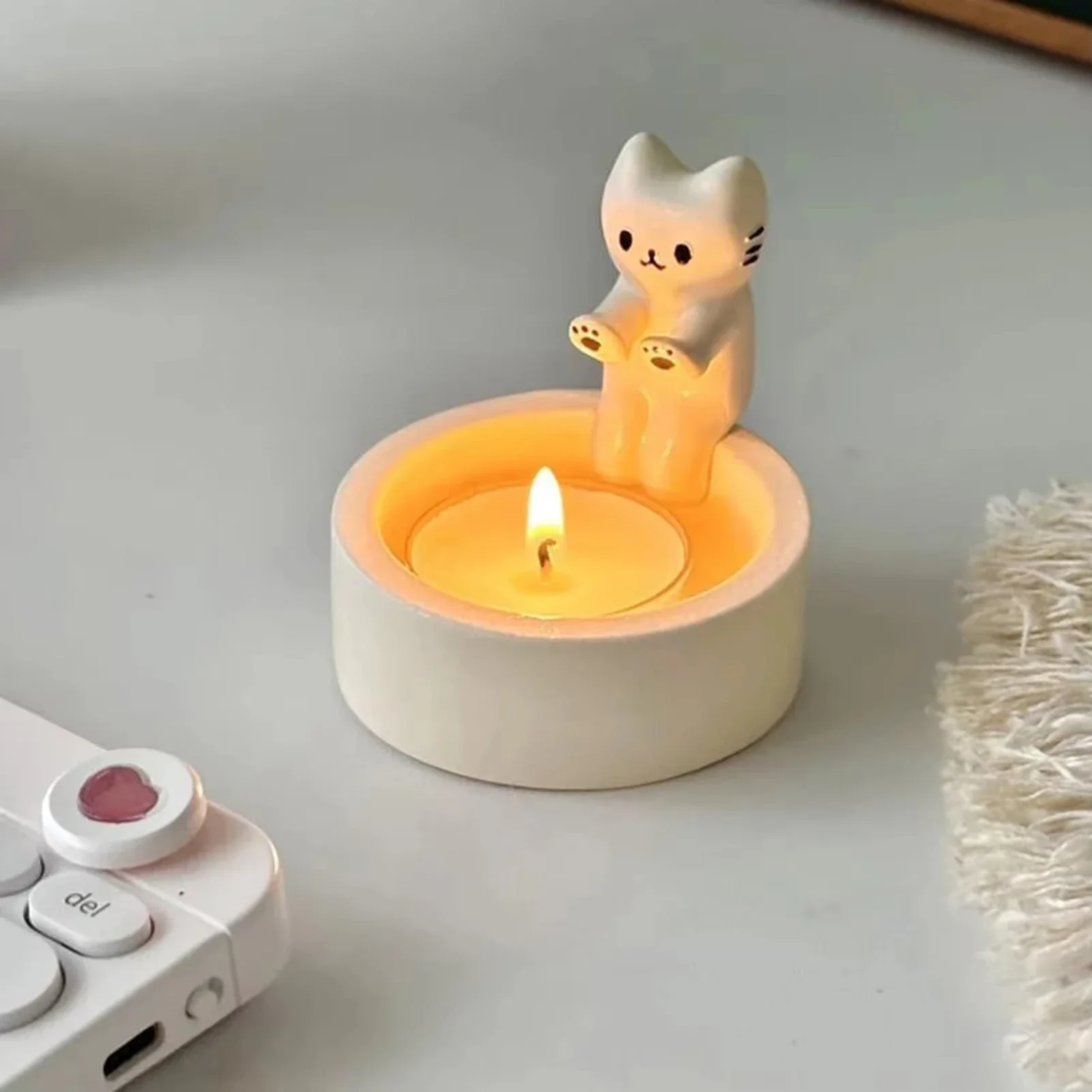 새끼 고양이 캔들 홀더 귀여운 고양이 촛대 크리 에이 티브 아로마 테라피 캔들 홀더 내구성 높은 Tempe 만화 촛대 장식
