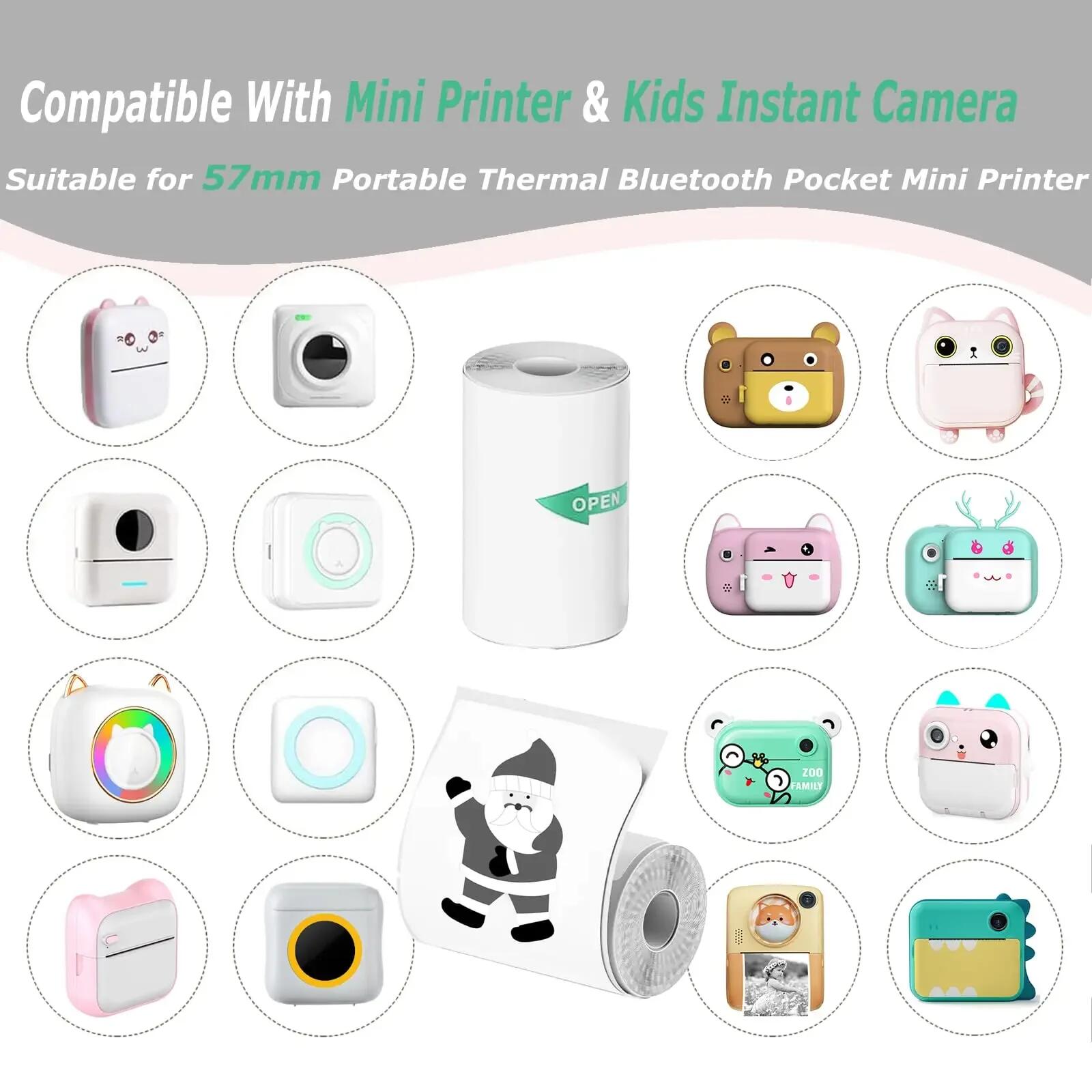 Mini impresora portátil de papel térmico HD, rollo de papel autoadhesivo Universal de 57x25mm, etiqueta adhesiva para impresión de fotos de teléfonos