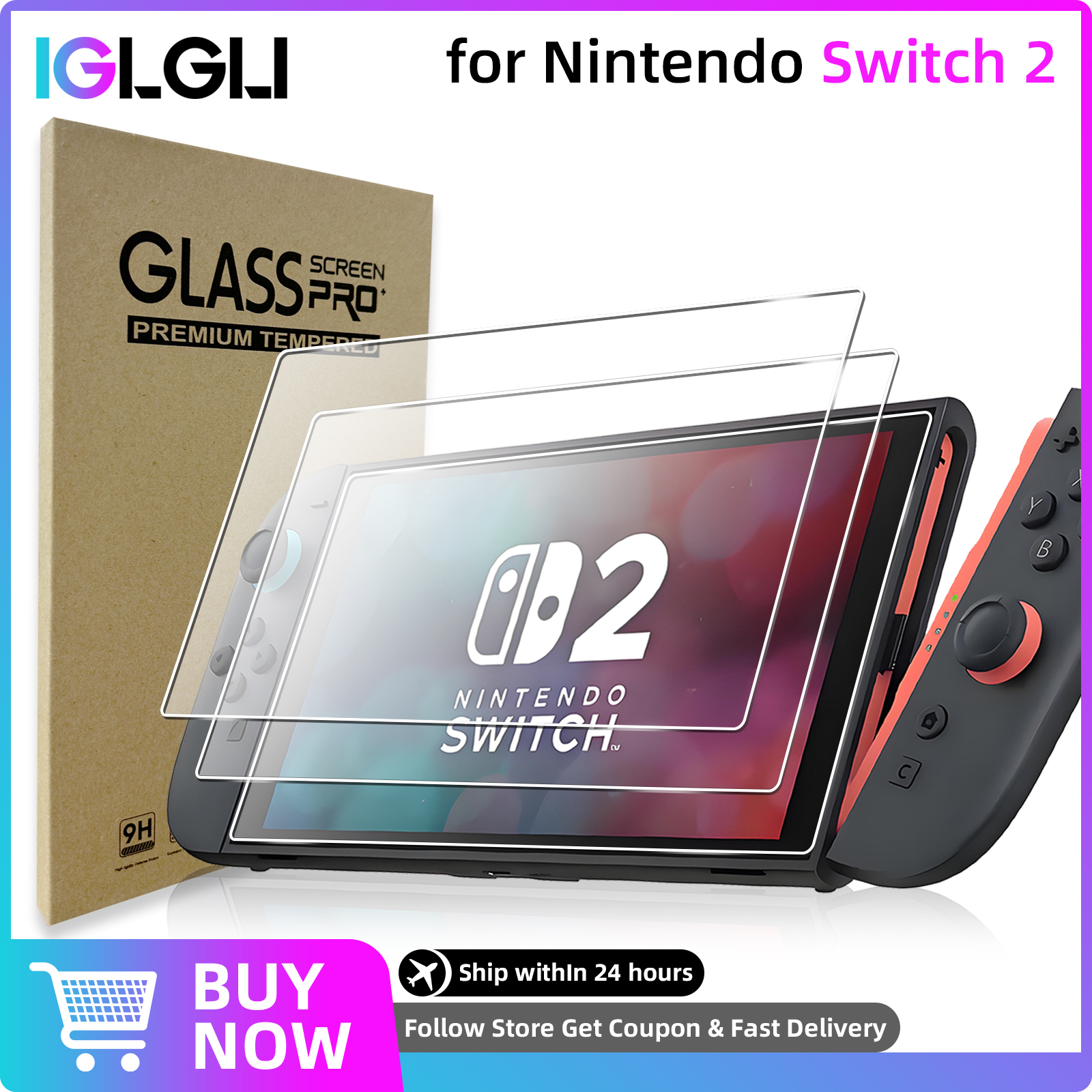 Закаленное стекло 9H для Nintendo Switch 2, защитная пленка для экрана, HD прозрачная защитная пленка от царапин, аксессуары для консоли Switch2