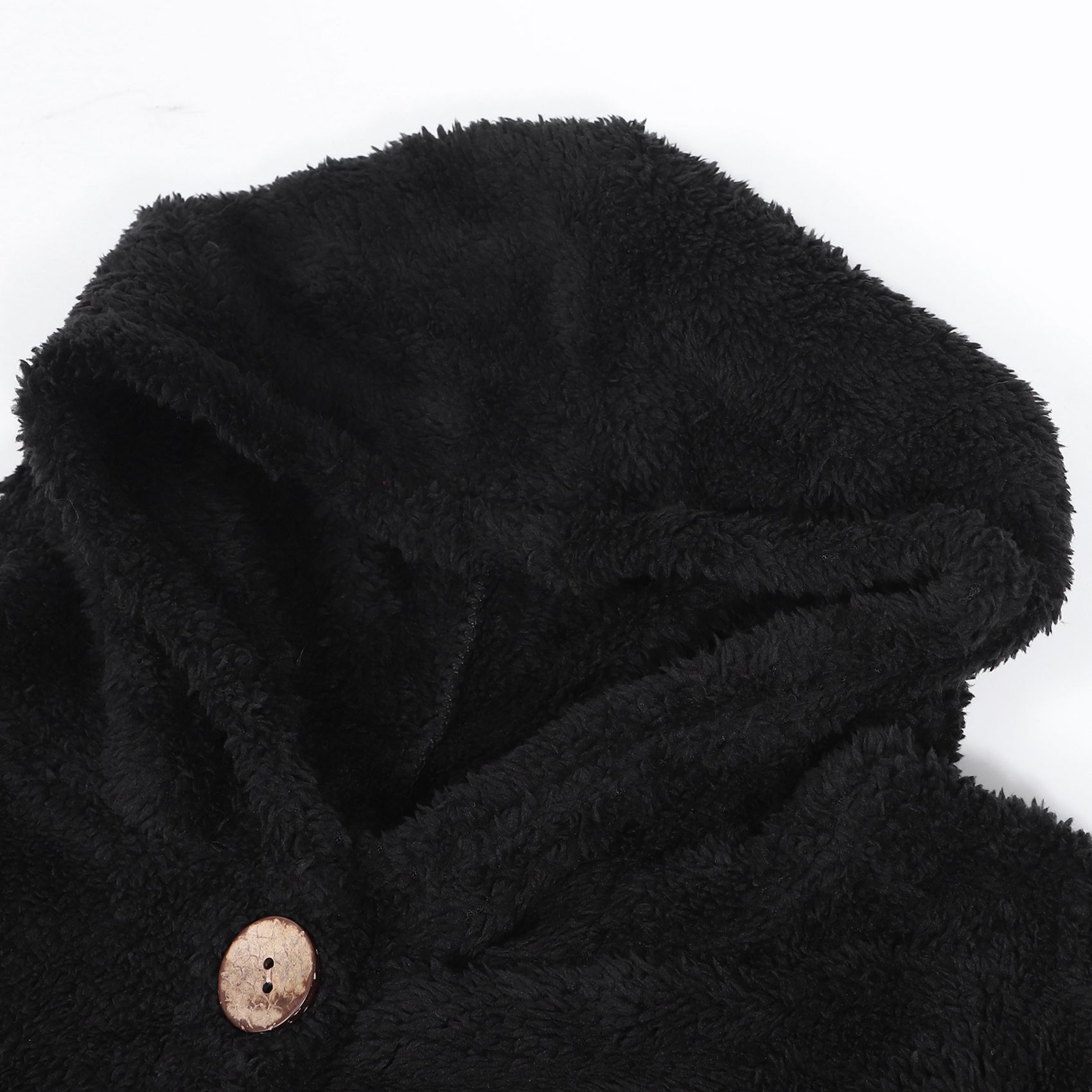 Damen mantel übergroße Größe Knopf Plüsch Tops Kapuze lose Strickjacke Outwear Winter jacke,