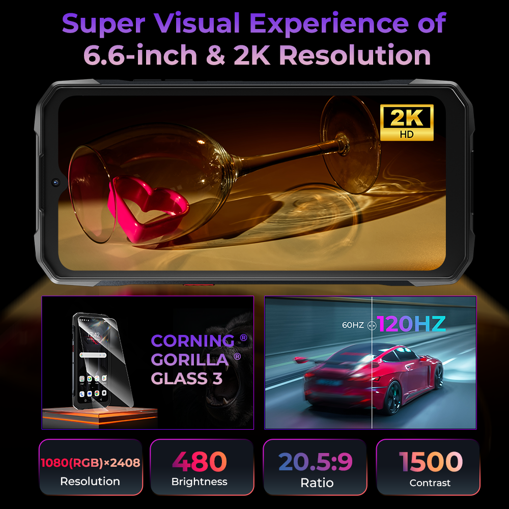 월드 프리미어 초박형 휴대폰, HOTWAV 사이버 15 러기드 폰, 200MP PixSmart G99, 6.6FHD + 120Hz 스마트폰, 24GB, 256GB