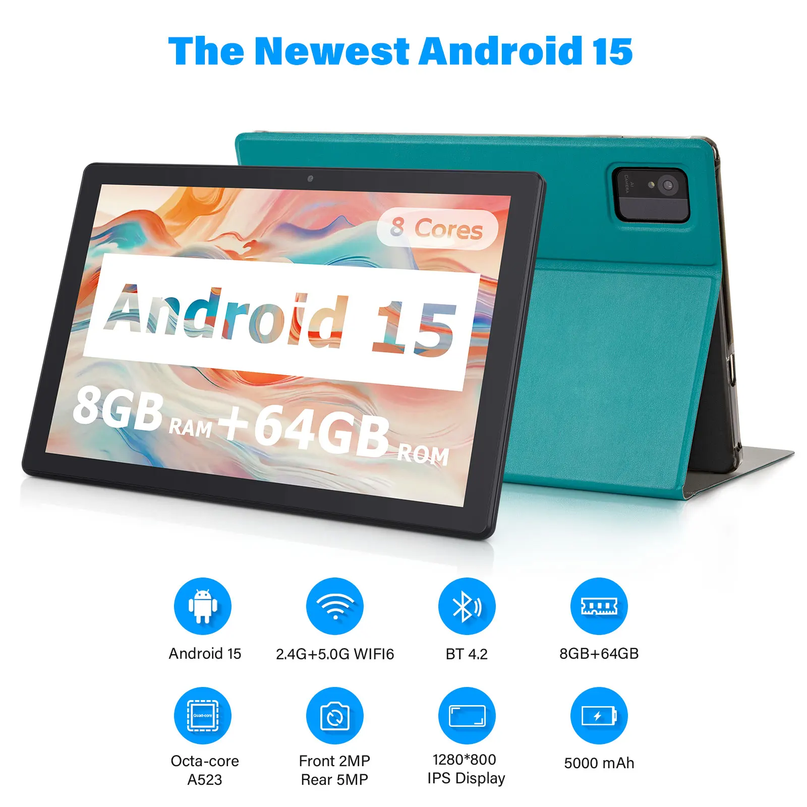 ANRY 2025 Android 15 IPS Display 10.1 Inch 8GB(4+4 Expand) RAM+64GB ROM Tablet 5000Mah Dual Camera 5GWifi A523 Octa-core Tablets