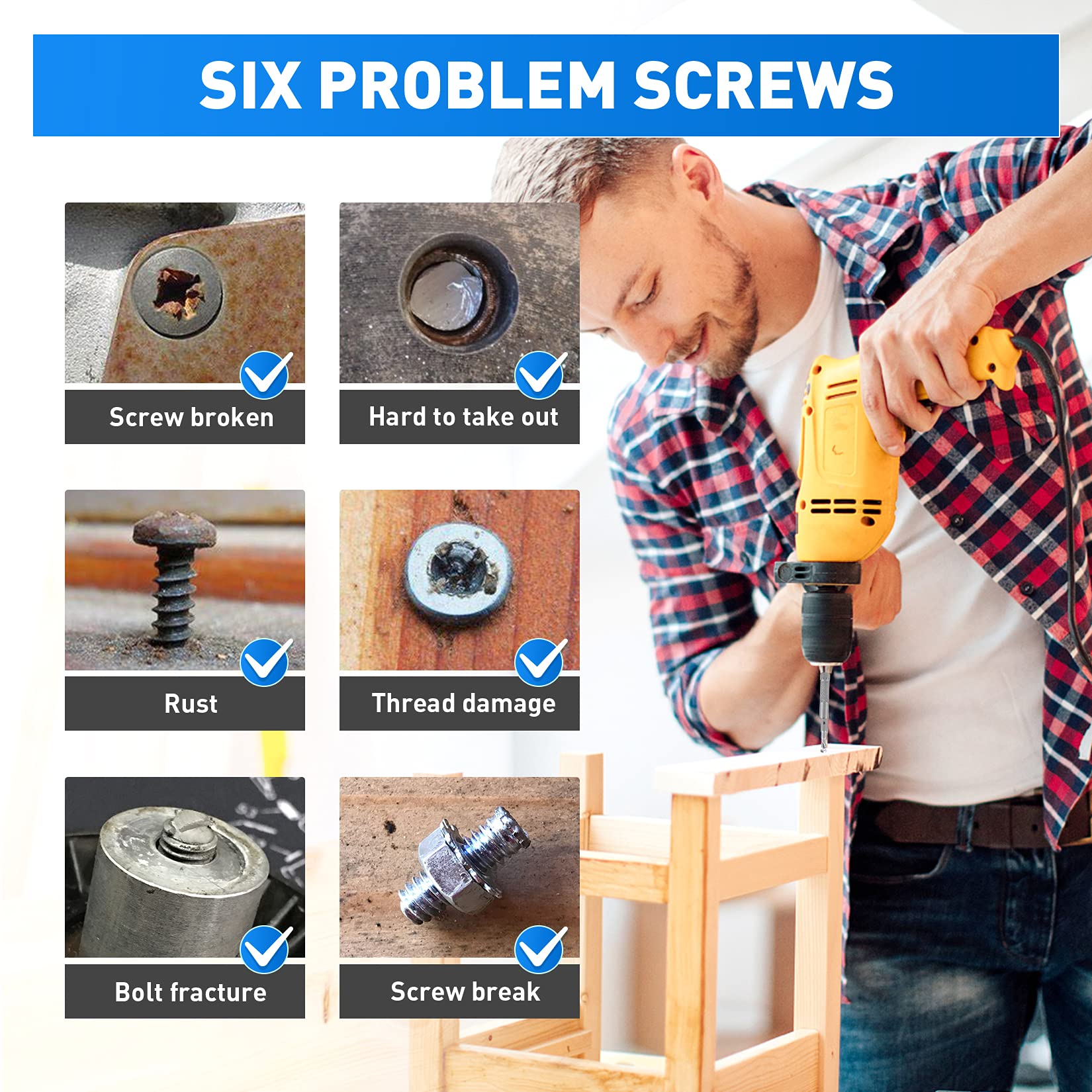 33 in 1 Broken Screw Extractor Set พร้อม Socket Extension Rod Universal Removal Tool สําหรับสลักเกลียวหัก Stripping Screw Extractor