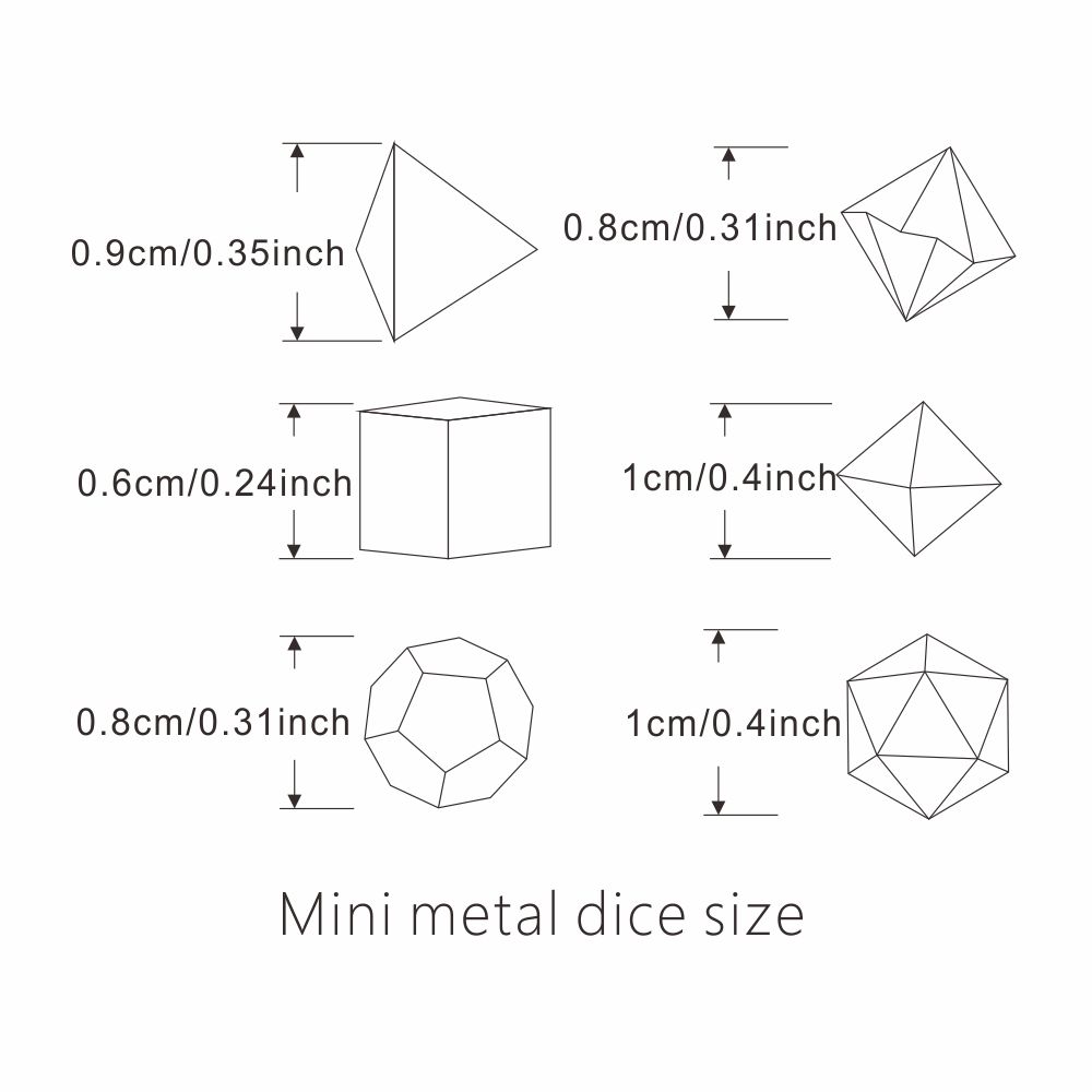 7 pçs conjunto de metal mini jogo de tabuleiro arqueado conjunto de dados poliédricos jogo de mesa dados rpg dados