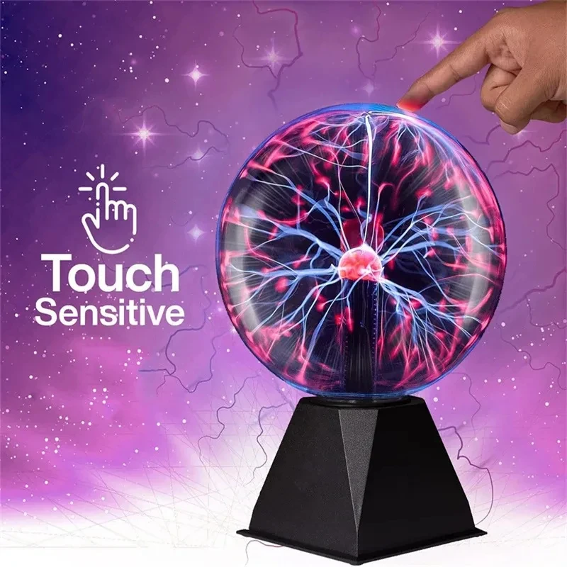 Lámpara de bola de Plasma mágica de 3/4/5/6 pulgadas, luz LED nocturna de ambiente, solo luz de Plasma de vidrio sensible al tacto, decoración de dormitorio, regalos para niños