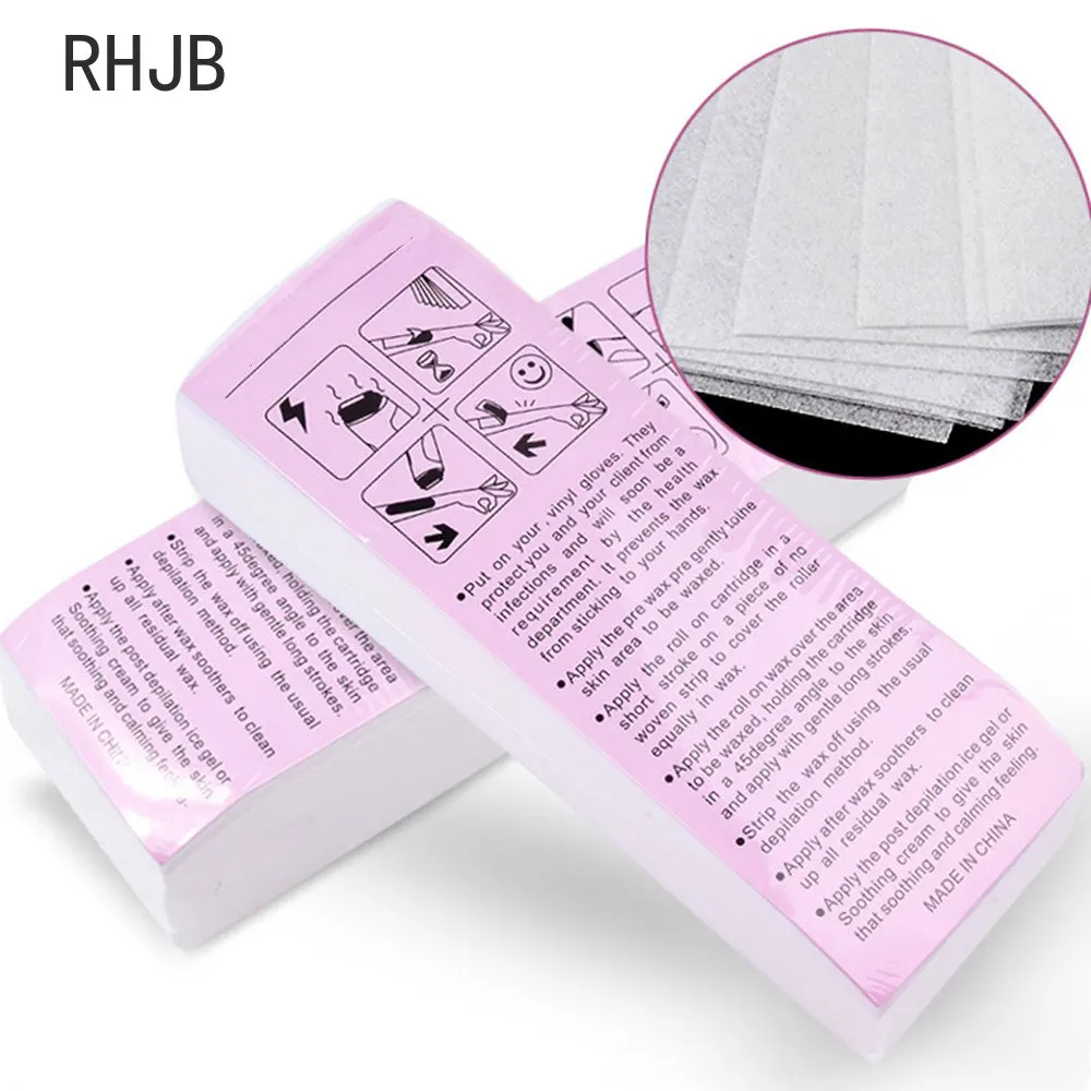 Alta calidad, nuevo, 100 Uds., tela no tejida para el cuerpo, rollos de papel encerado para eliminar el vello, depiladora, tira de cera de papel