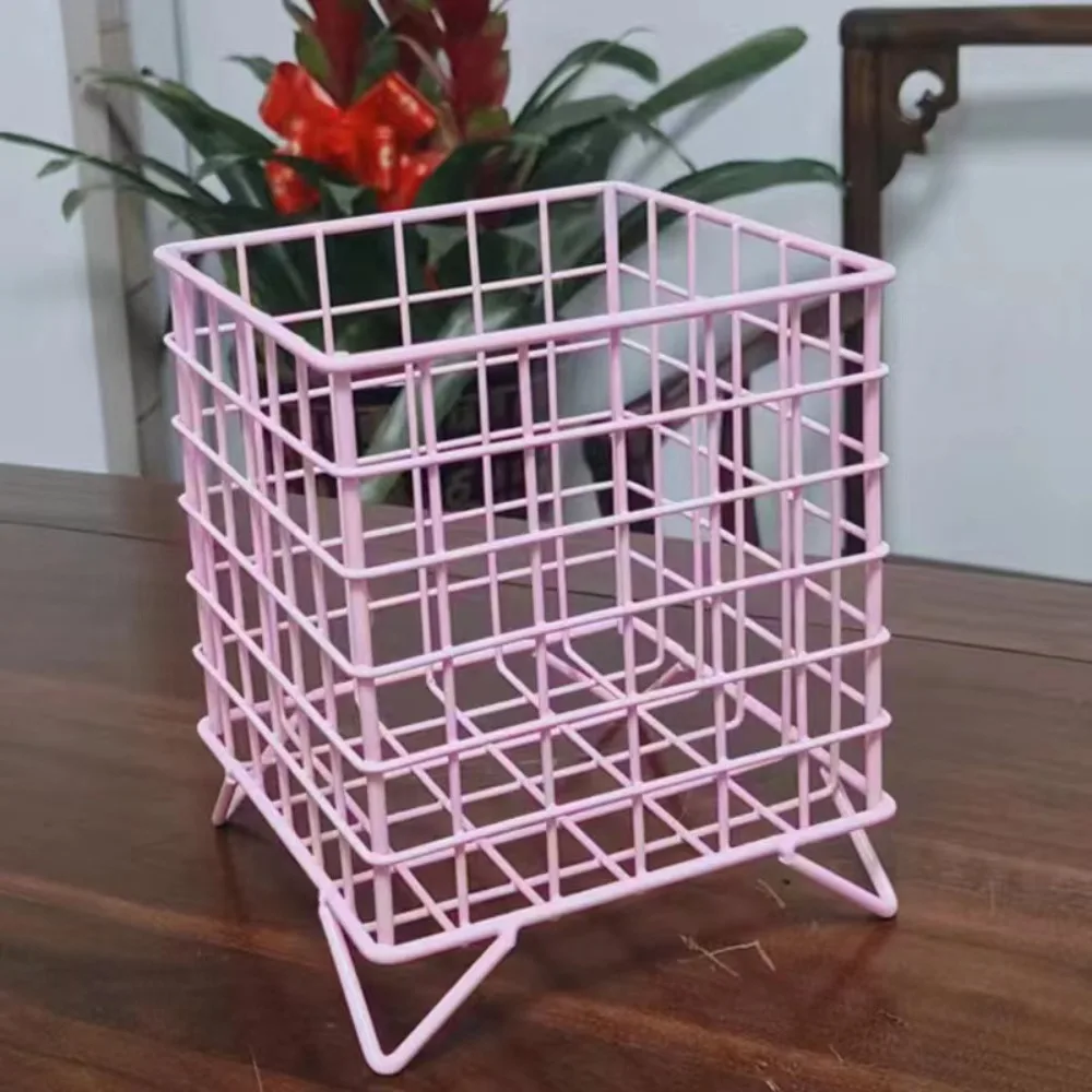 Creative Iron Storage Rack Desktop Book Pen Storage Box Large-Capacity Basket Home Office Student Dormitory Sundry Container
