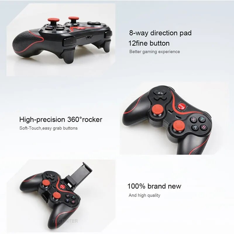 Terios T3 X3 Joystick inalámbrico Gamepad controlador de juego de PC soporte Bluetooth BT3.0 Joystick para teléfono móvil tableta TV Box Holder